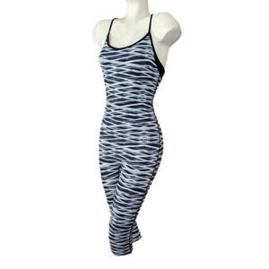 Nike Geometric Bodysuit Romper Gray Black XS